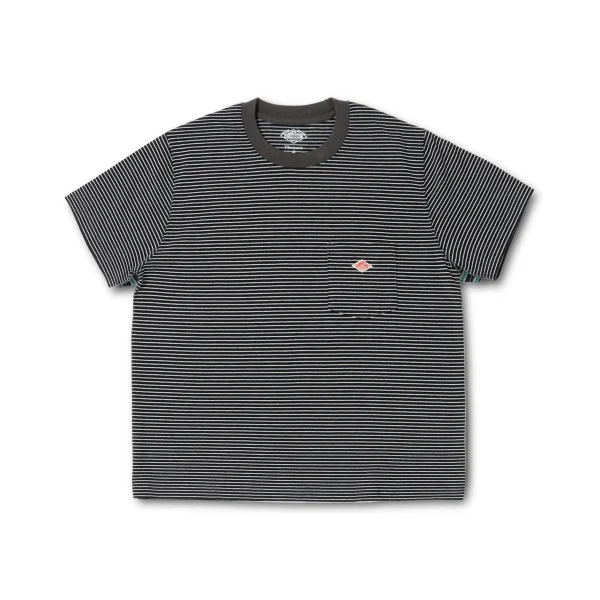 Danton Men's Black Stripe Pocket Short Sleeve T-Shirt