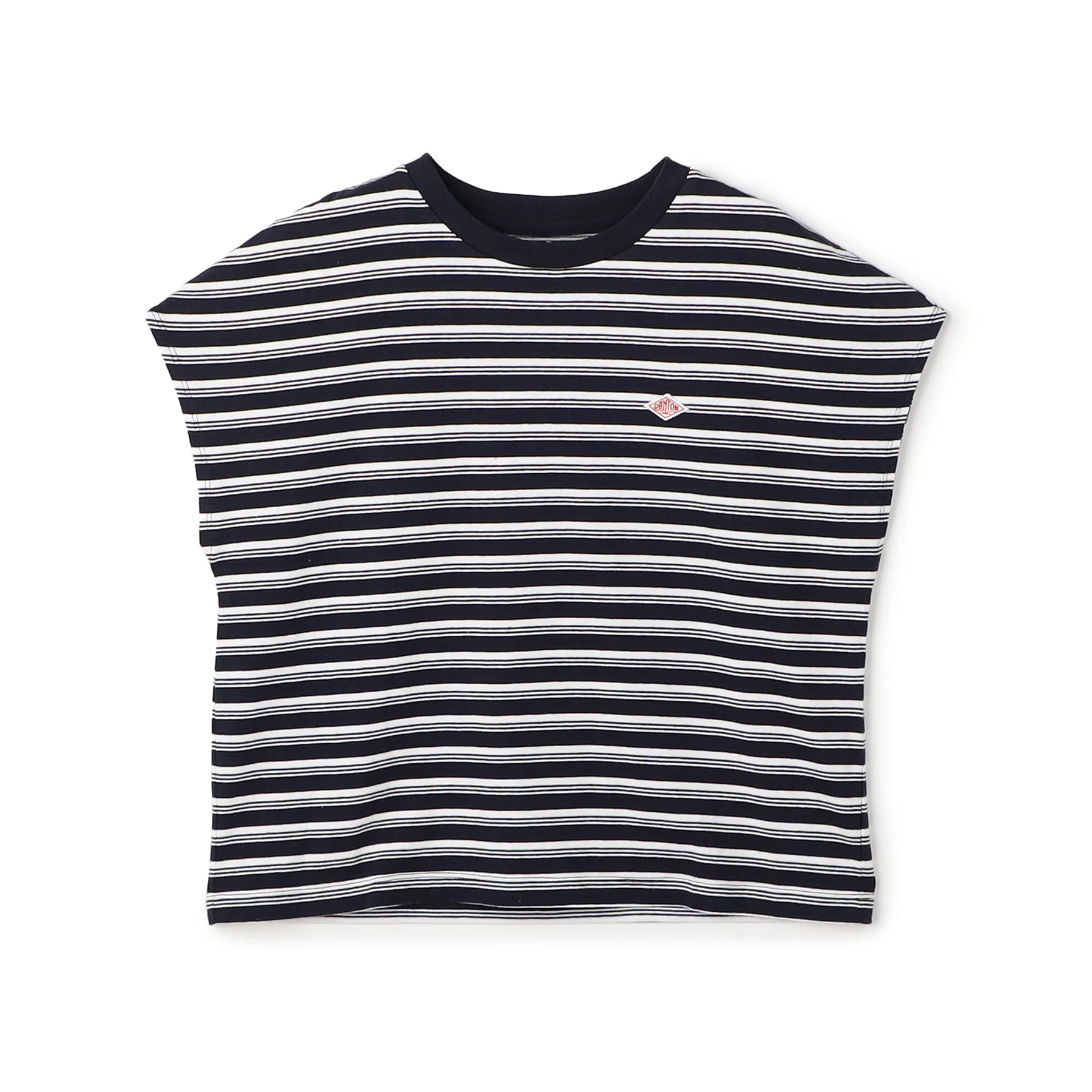 Danton Women's Navy & Off White Stripe Cotton Jersey Dolman Short Sleeve T-Shirt Danton