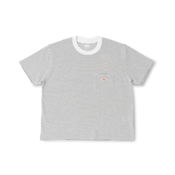 Danton Women's White Short Sleeve Pocket Stripe T-Shirt